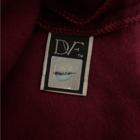 Diane Von Furstenberg Burgundy Wool Dress Womens Size 10 Side Zip 1/4 Sleeve - Picture 6 of 13